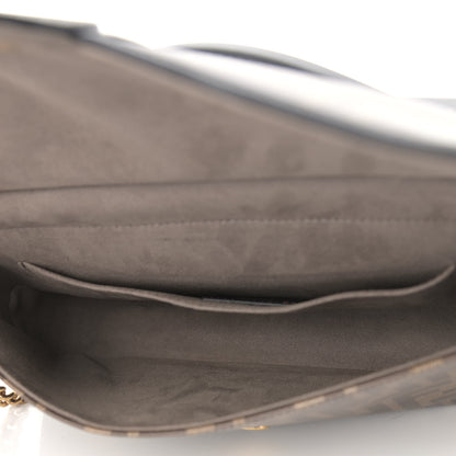 Fendi Vitello Grace Glazed Fabric FF 1974 Double F Shoulder Bag Black Mogano Panna 5 of 10