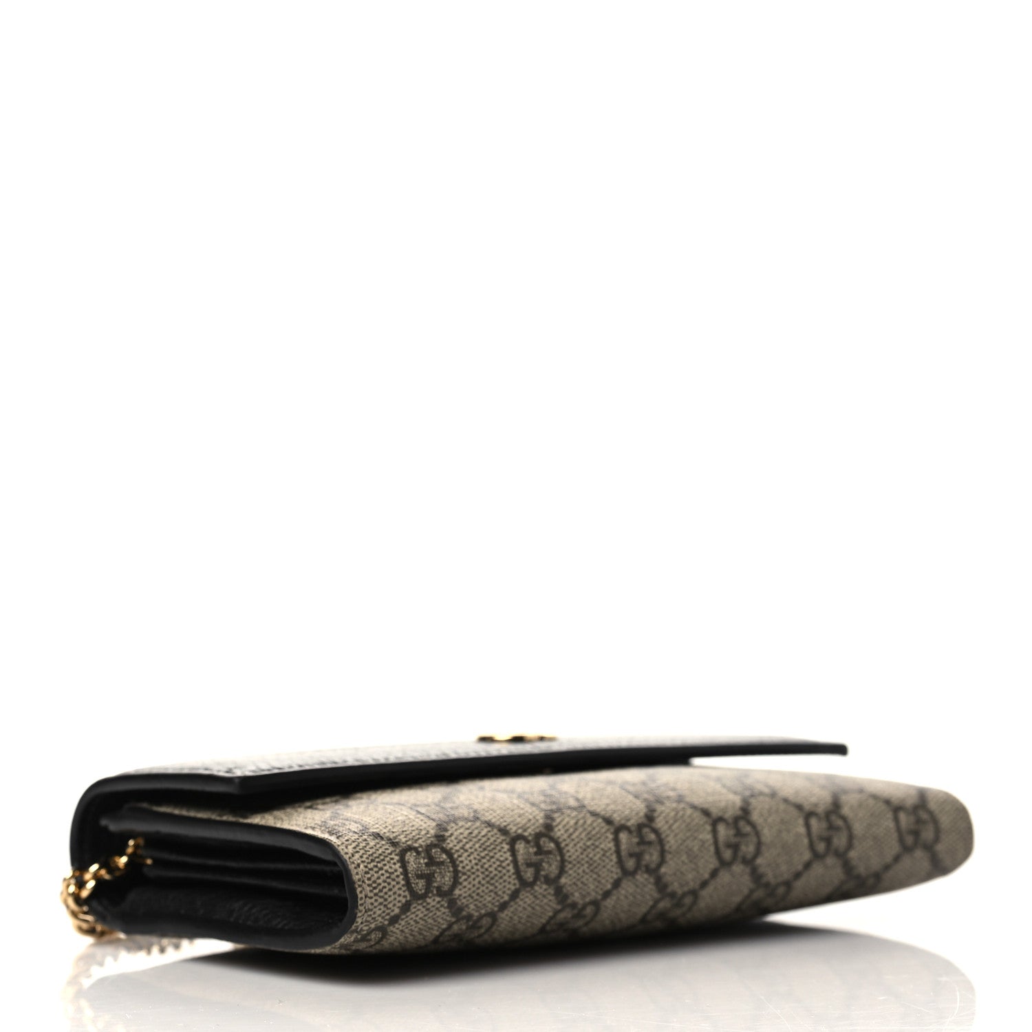 Gucci Dollar Calfskin GG Supreme Monogram Petite GG Marmont Wallet Chain Bag Black Beige Ebony 4 of 7