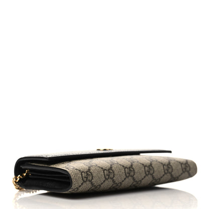 Gucci Dollar Calfskin GG Supreme Monogram Petite GG Marmont Wallet Chain Bag Black Beige Ebony 4 of 7