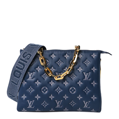 Louis Vuitton Lambskin Embossed Monogram Coussin PM Denim Blue 1 of 9
