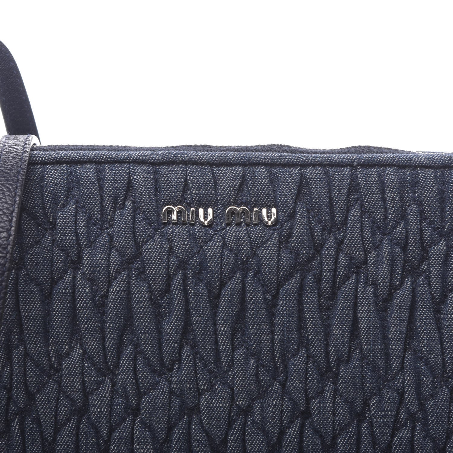 Miu Miu Denim Matelasse Crystal Chain Crossbody Bag Blue 8 of 10
