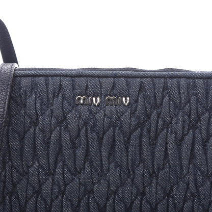 Miu Miu Denim Matelasse Crystal Chain Crossbody Bag Blue 8 of 10