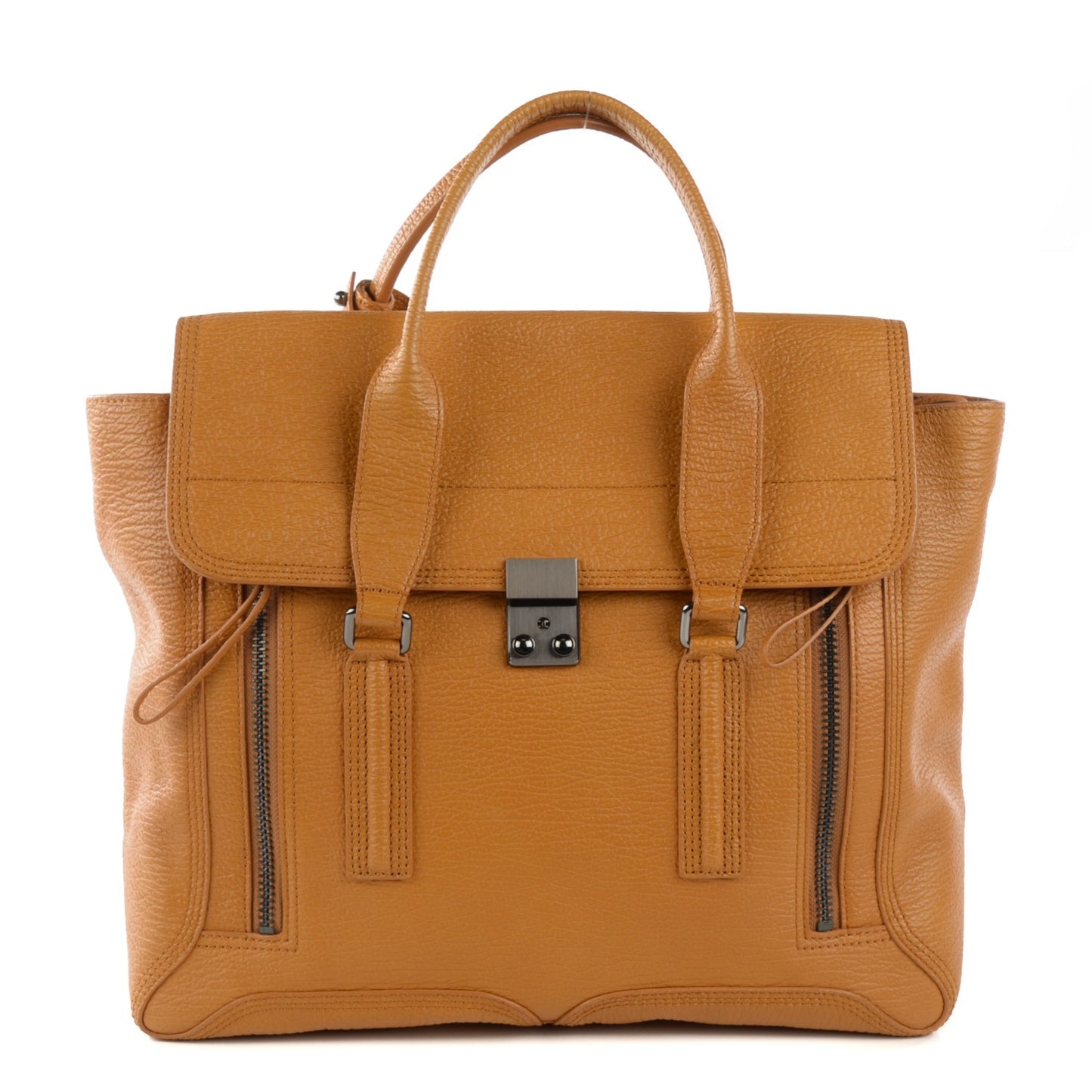 3.1 Textured Calfskin Medium Pashli Satchel Amber