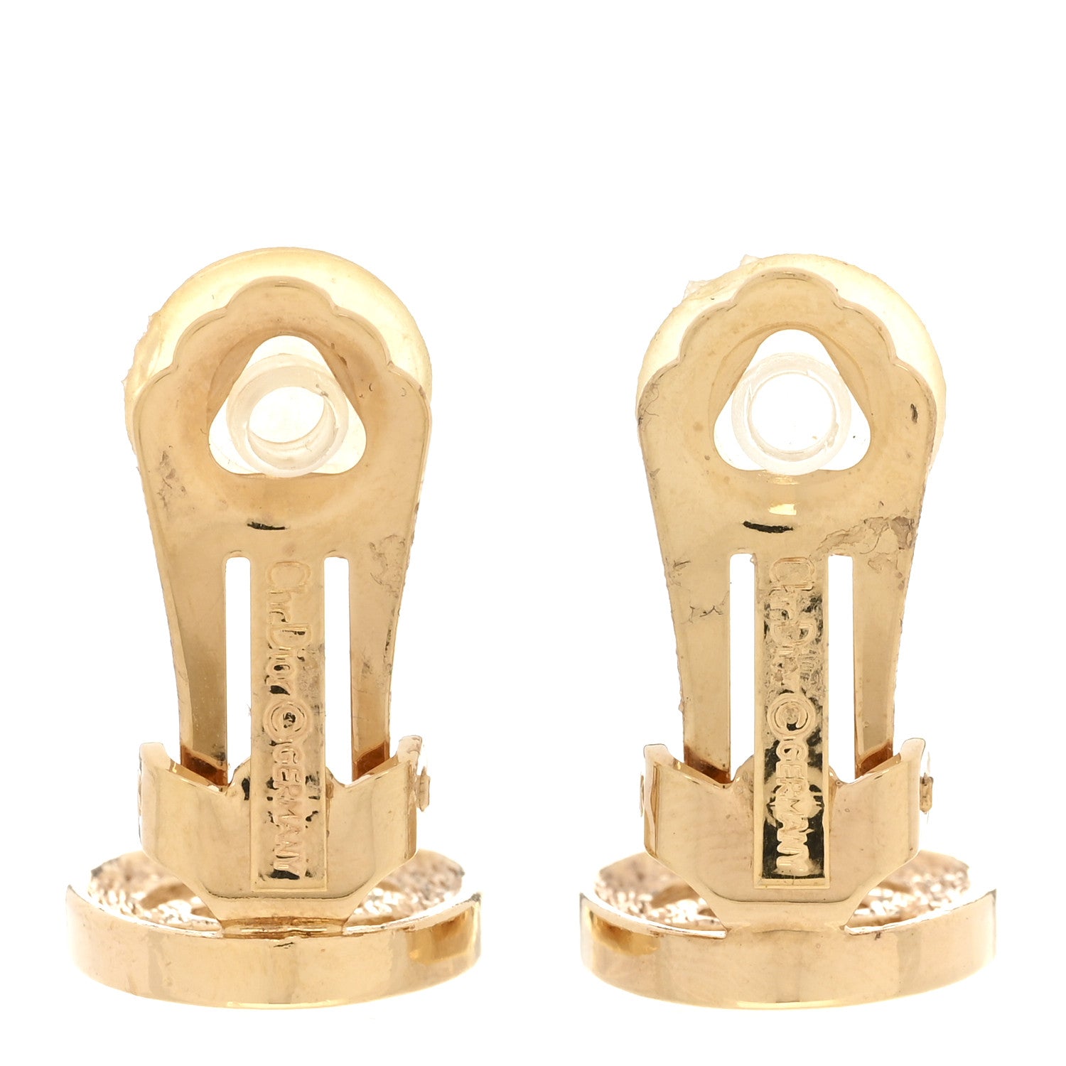 Christian Dior Crystal Clip On Earrings Gold 4 of 4