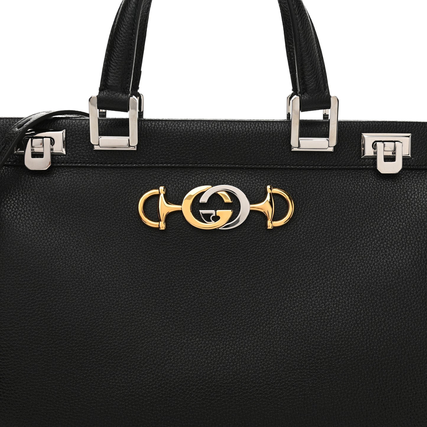 Grainy Calfskin Medium Zumi Top Handle Bag Black