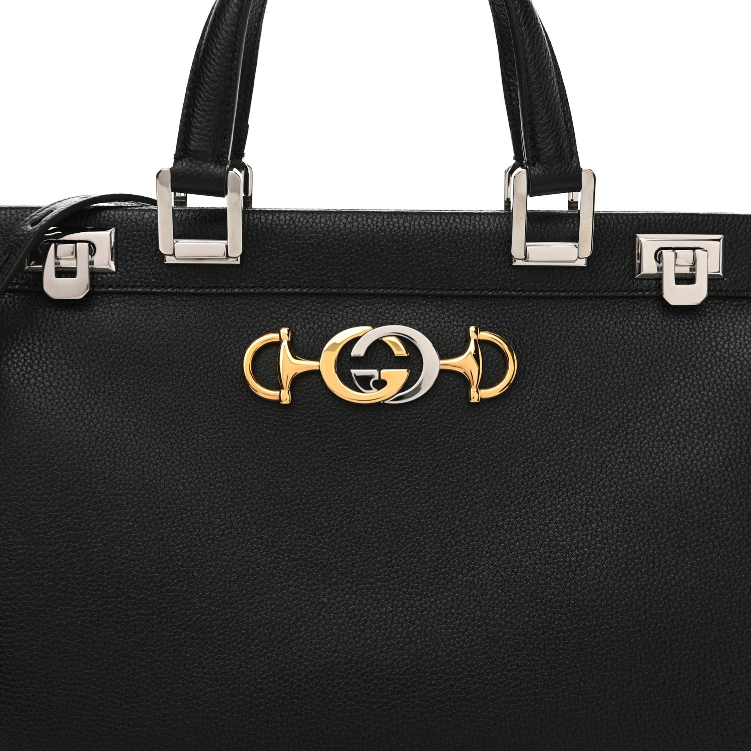 Gucci Grainy Calfskin Medium Zumi Top Handle Bag Black 9 of 11