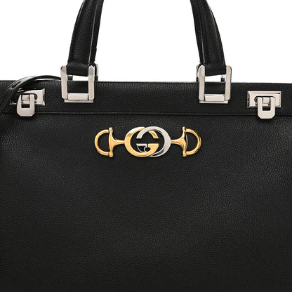 Gucci Grainy Calfskin Medium Zumi Top Handle Bag Black 9 of 11