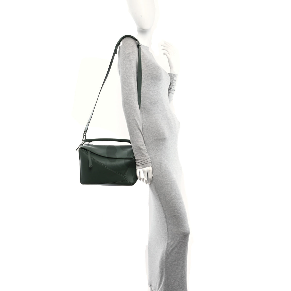 Loewe Satin Calfskin Monochrome Medium Puzzle Bag Vintage Khaki 2 of 9