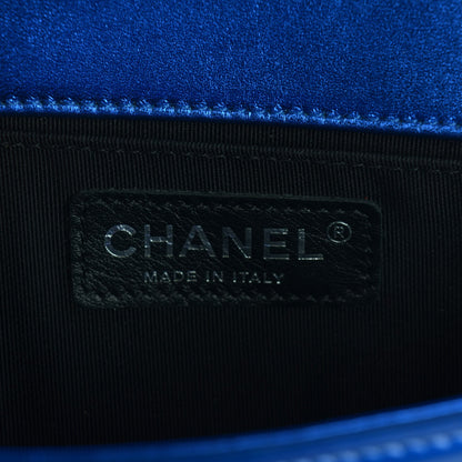 Chanel Metallic Patent Calfskin Quilted Small Boy Flap Blue 7 of 8
