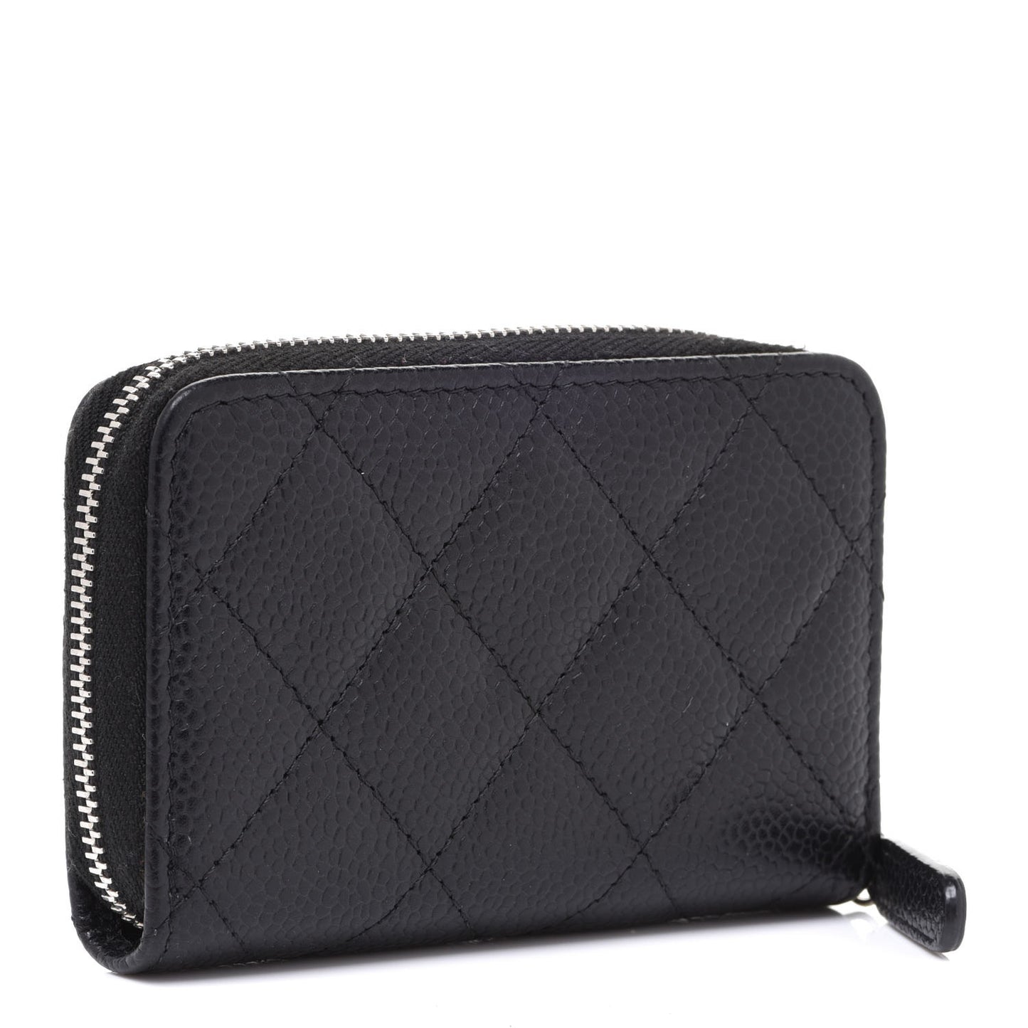 Caviar Quilted Zip Coin Purse Black