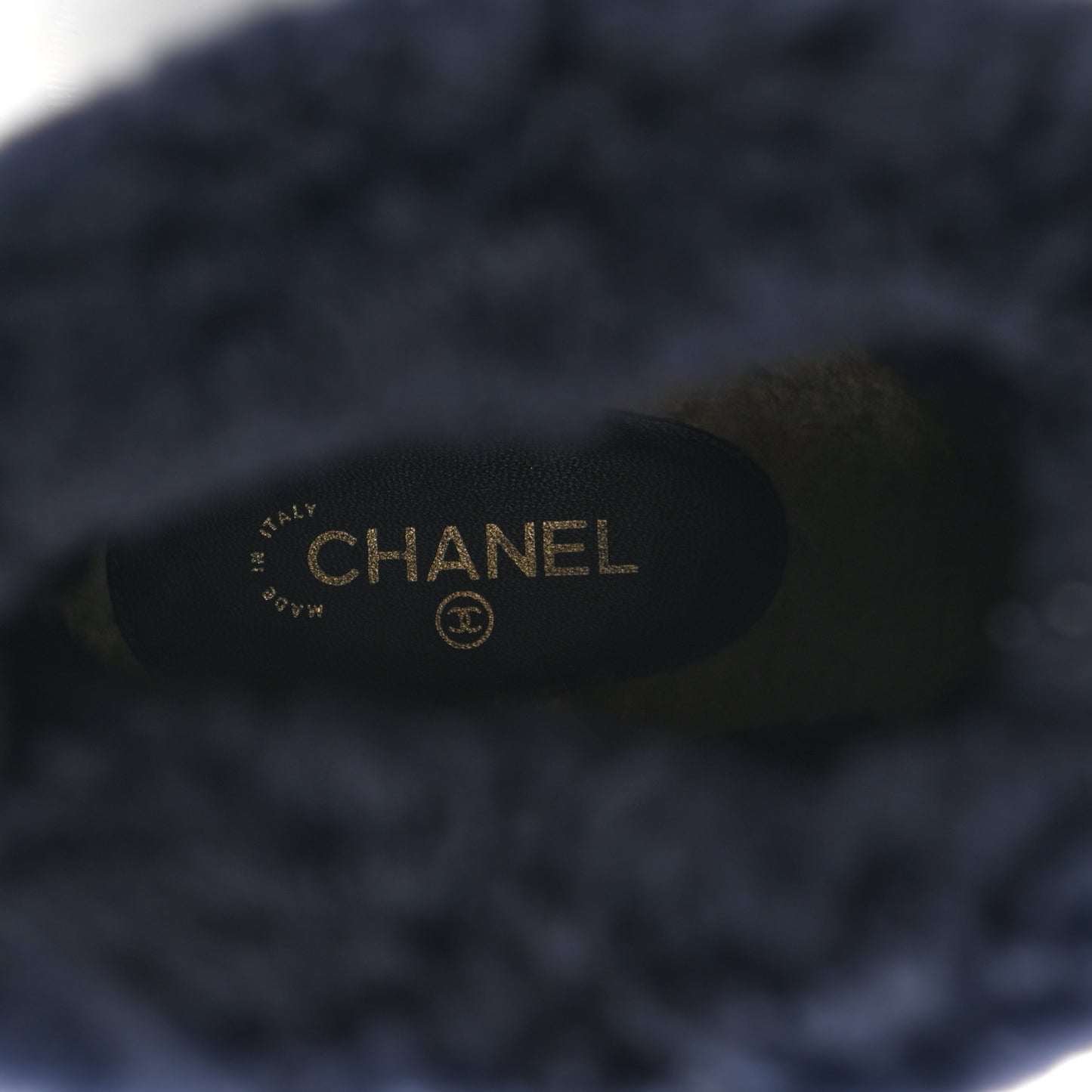 Suede Shearling Chain Link Short Boots 39.5 Navy