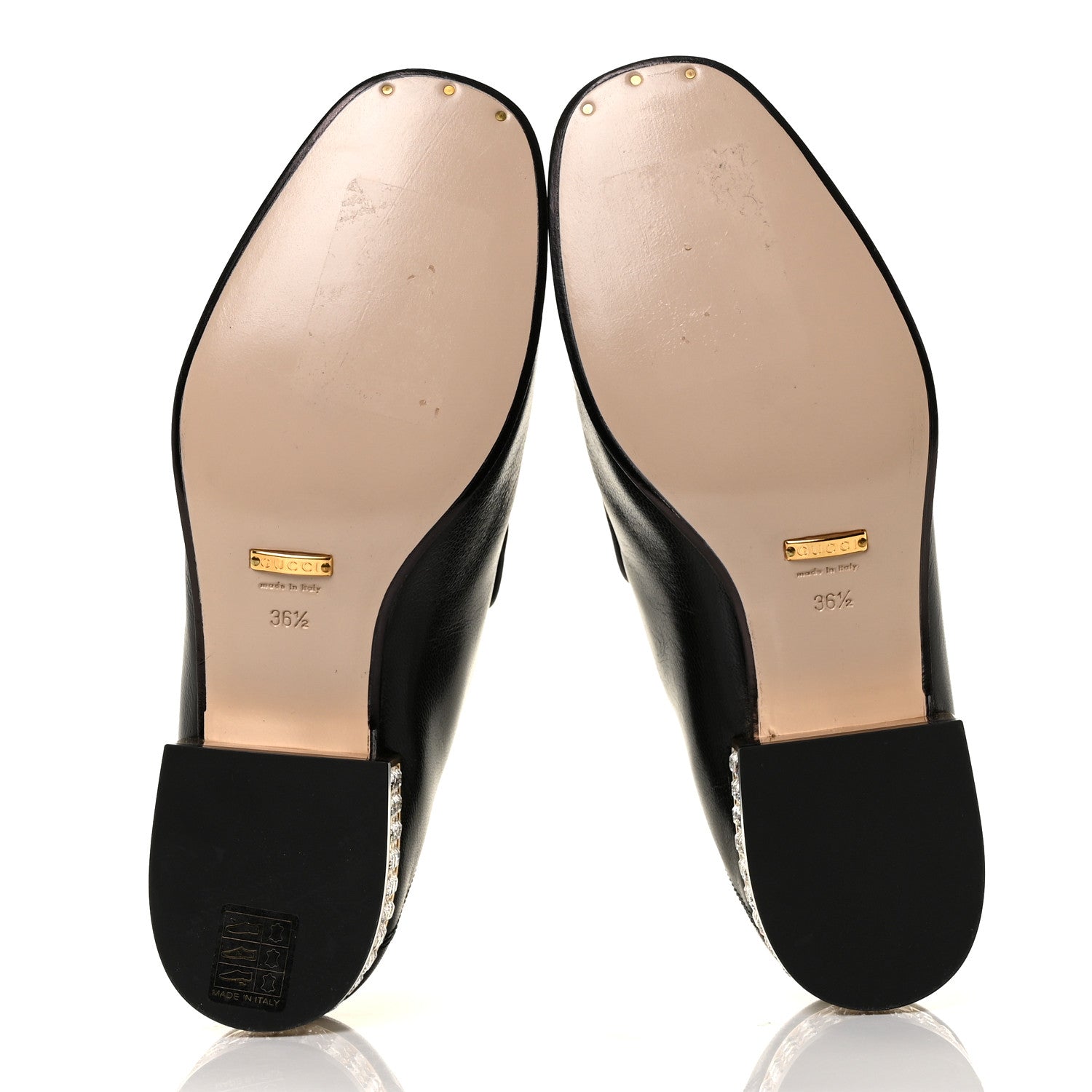 Gucci Goatskin Crystal Womens Horsebit Loafers 36.5 Black 6 of 8