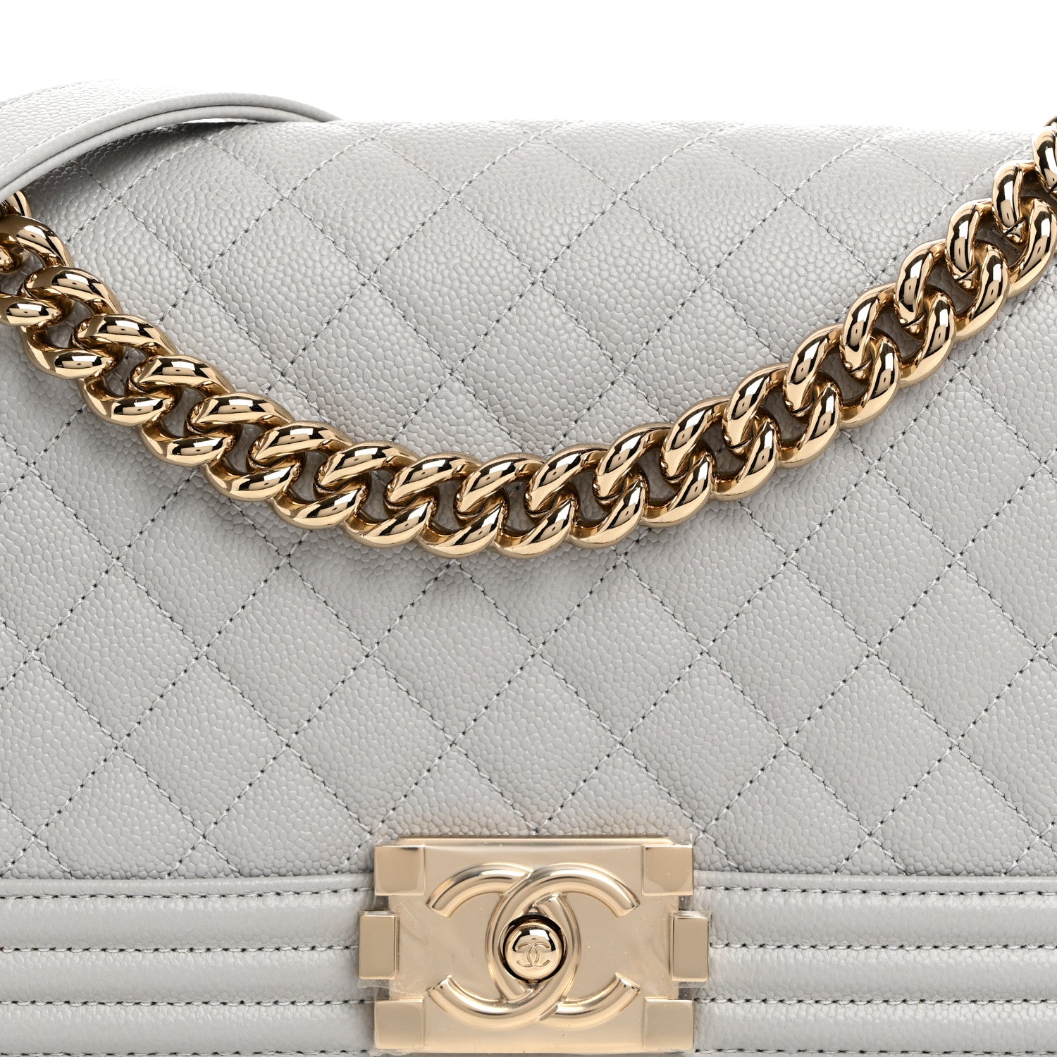 Chanel Caviar Quilted Medium Boy Flap Light Grey 8 of 10