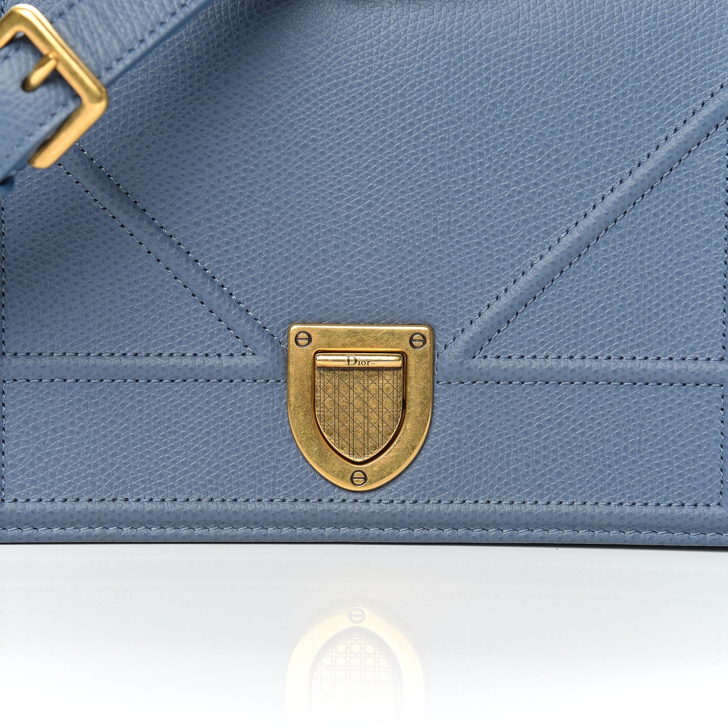 Grained Calfskin Small Diorama Flap Bag Denim
