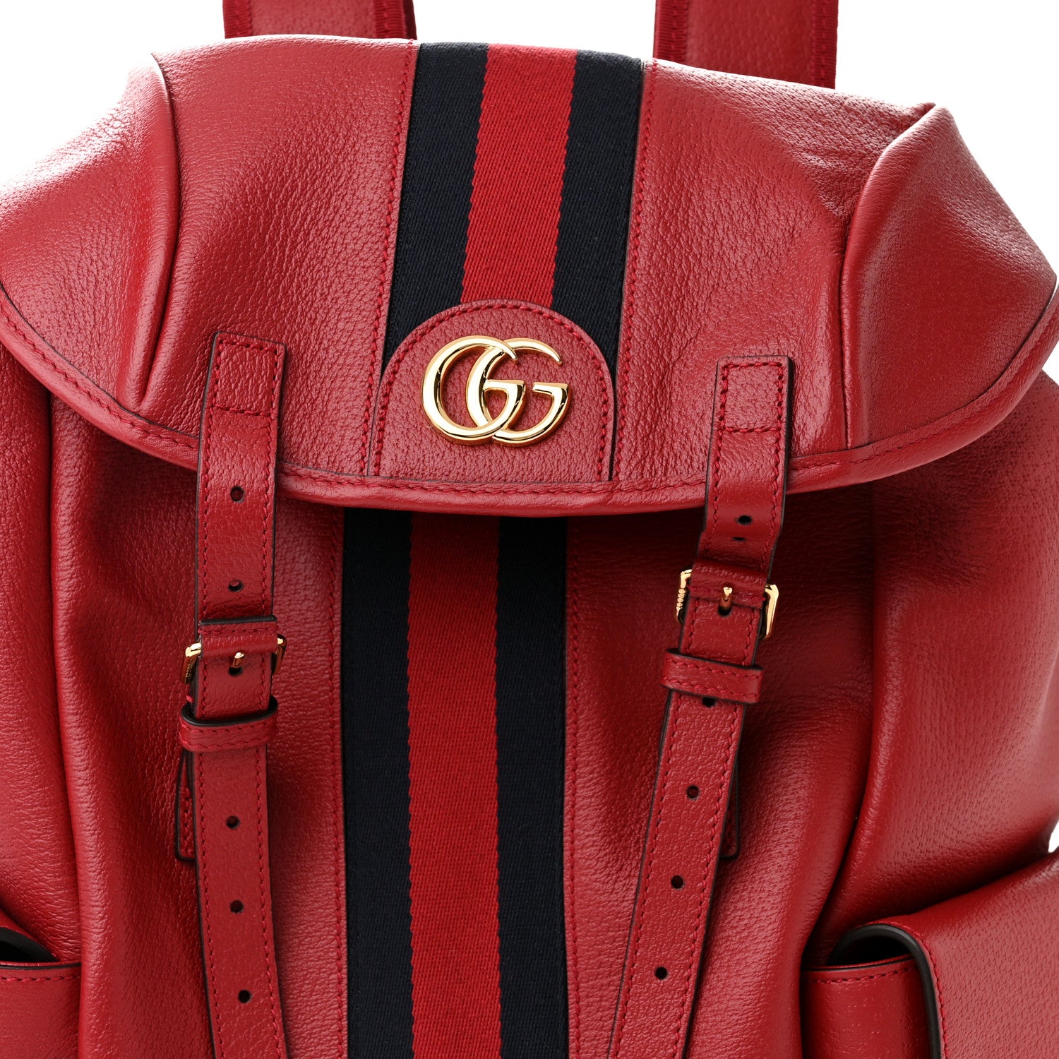 Gucci Grained Calfskin Medium Ophidia Double Buckle Backpack Red 8 of 10