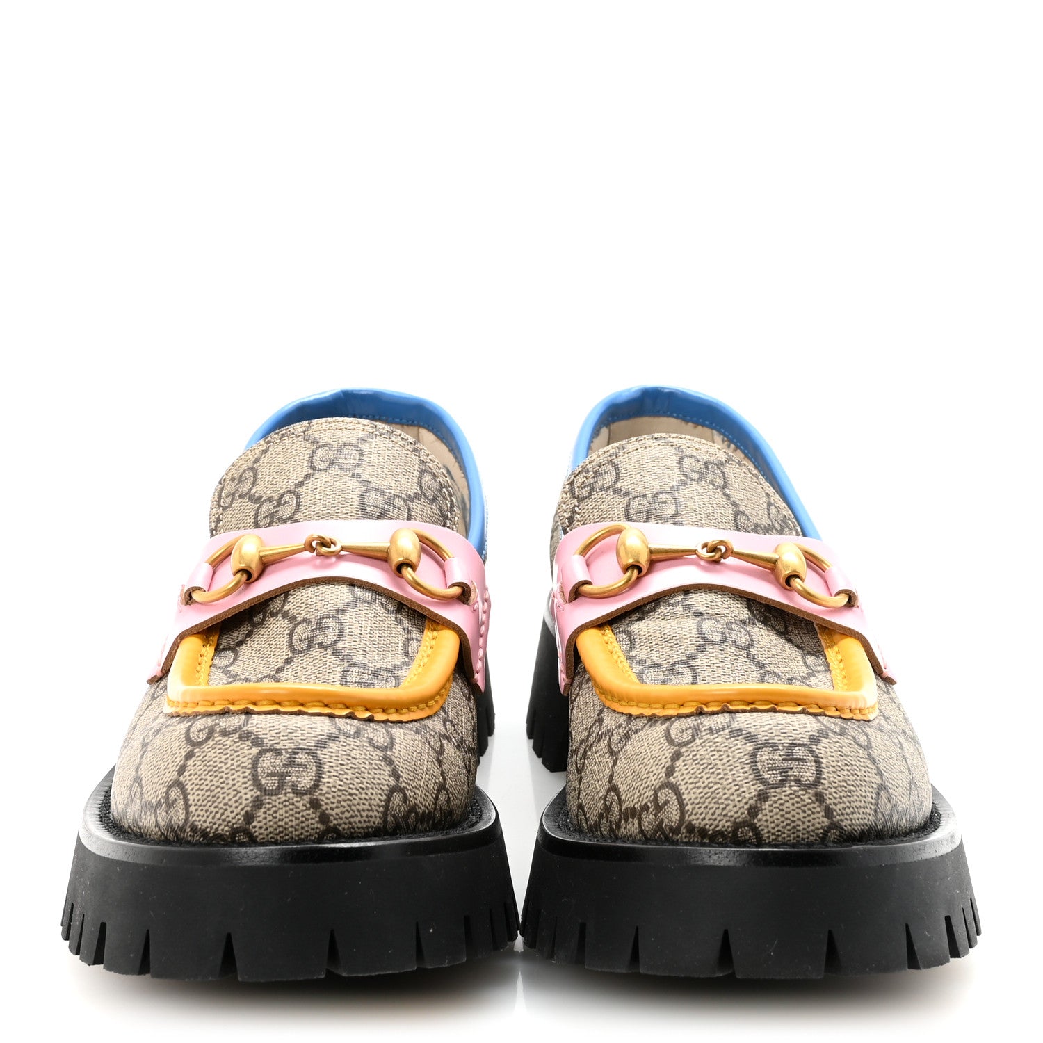 Gucci GG Supreme Monogram Cordovan Lux Womens Harald Horsebit 25mm Platform Loafers 39 Beige Sugar Pink Crop Shine Purple Marine 3 of 9