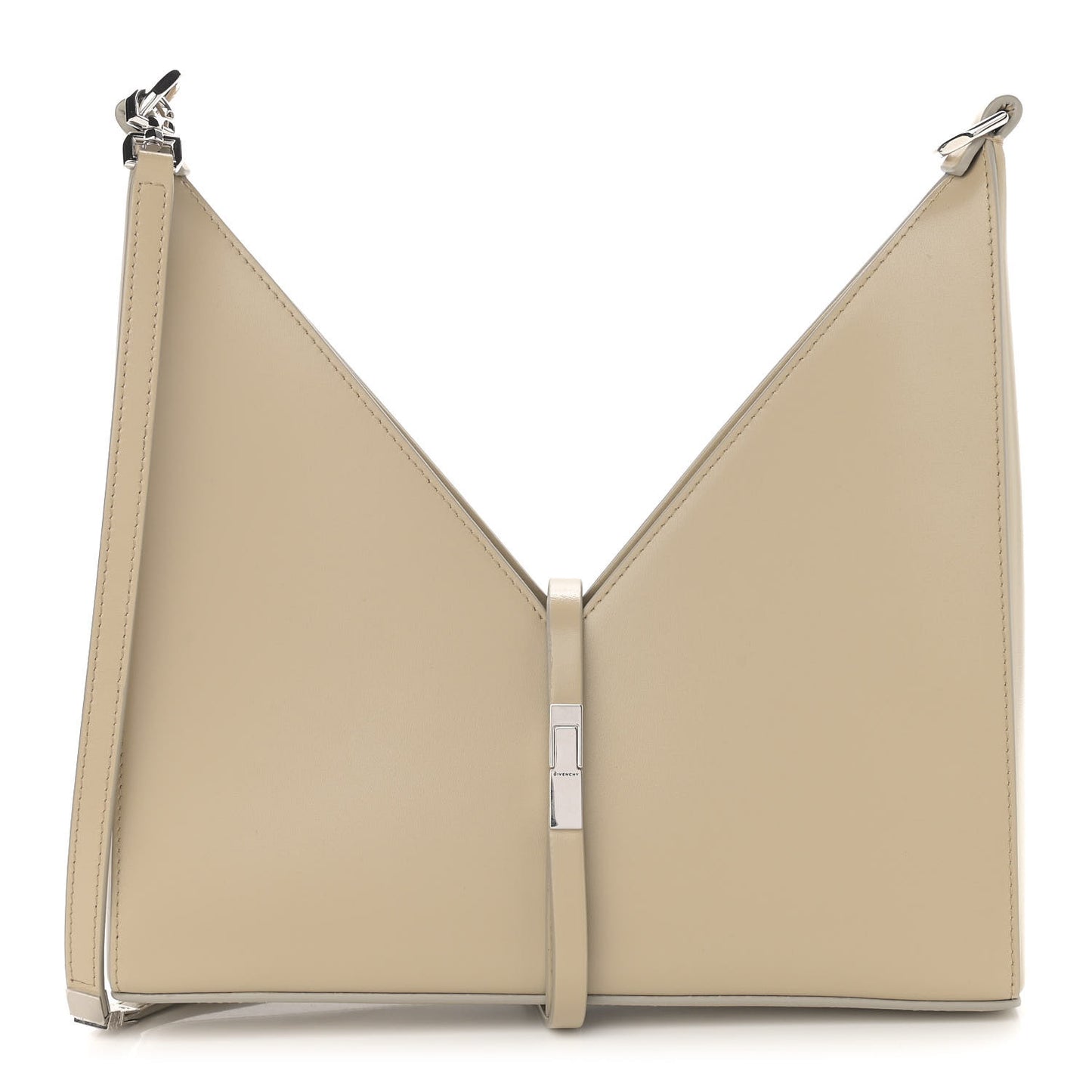 Box Calfskin Small Cut Out Shoulder Bag Beige
