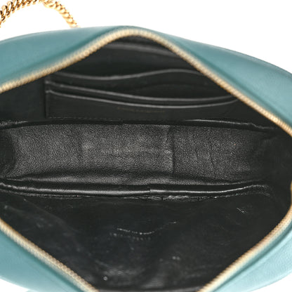 Saint Laurent Grain De Poudre Matelasse Monogram Mini Lou Camera Bag Blue Vert 5 of 11