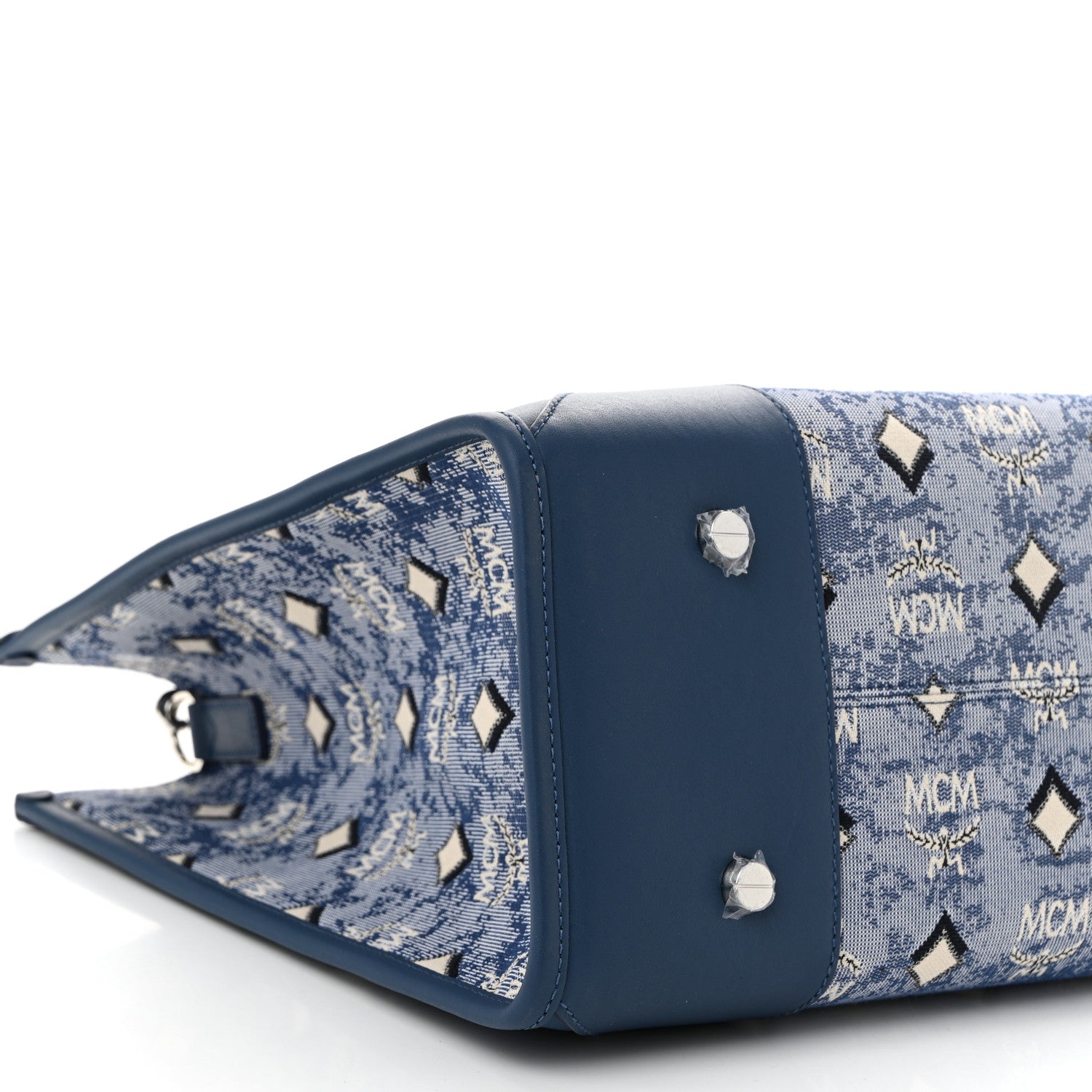 MCM Jacquard Monogram Munchen Extra Large Tote Blue 9 of 11
