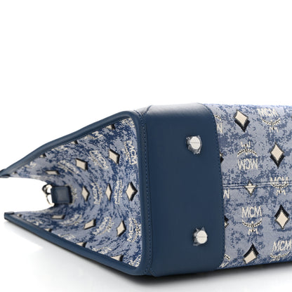 MCM Jacquard Monogram Munchen Extra Large Tote Blue 9 of 11