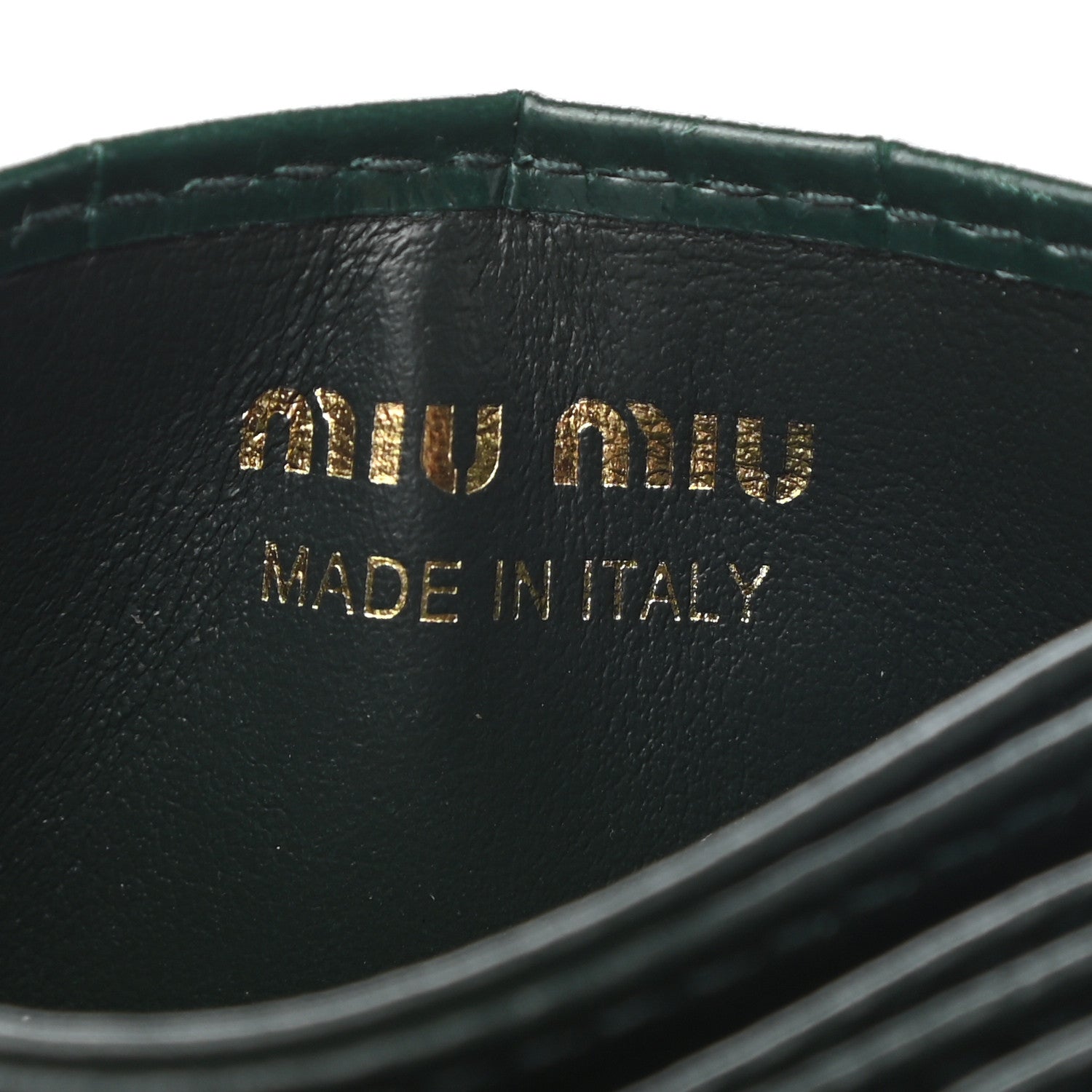 Miu Miu Calfskin Crocodile Embossed Saint Cocco Accordion Card Holder Smeraldo 6 of 8