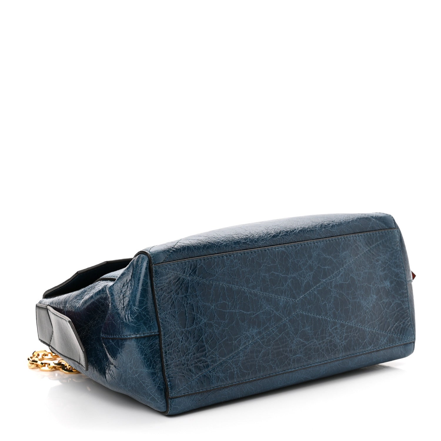 Givenchy Creased Patent Calfskin Medium ID Flap Oil Blue 4 of 9