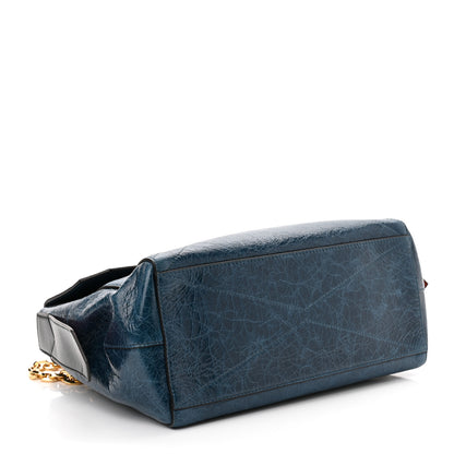 Givenchy Creased Patent Calfskin Medium ID Flap Oil Blue 4 of 9