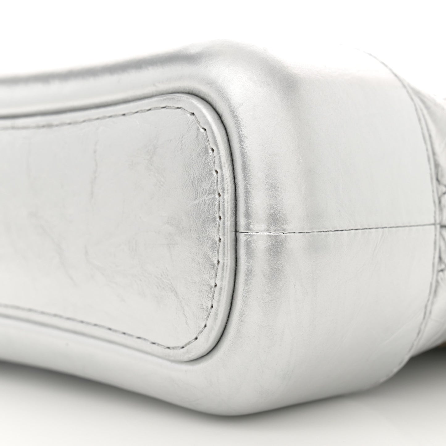 Metallic Aged Calfskin Quilted Small Gabrielle Hobo Silver