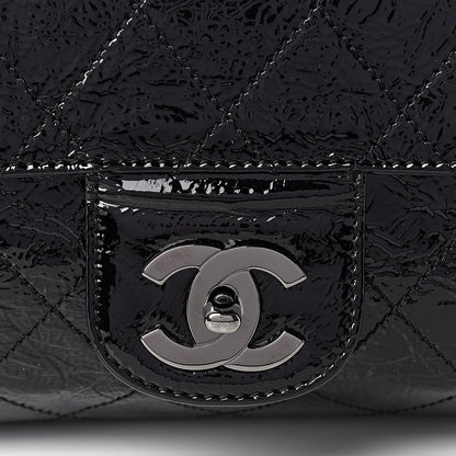 Chanel Distressed Patent Quilted Ritz Flap Bag Black 11 of 11