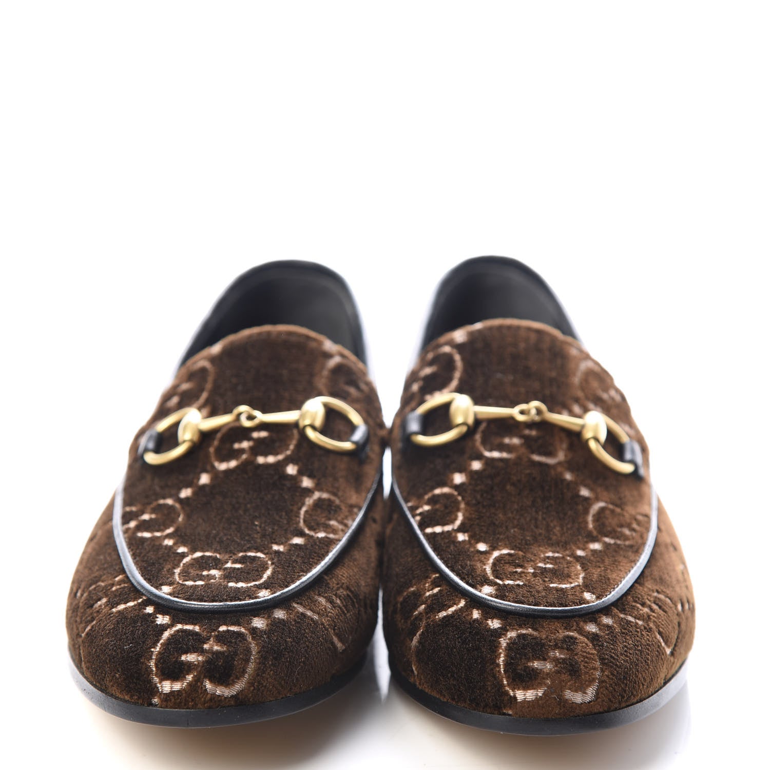 Gucci Velvet GG Monogram Horsebit Womens Jordaan Loafers 35.5 Brown Black 2 of 11