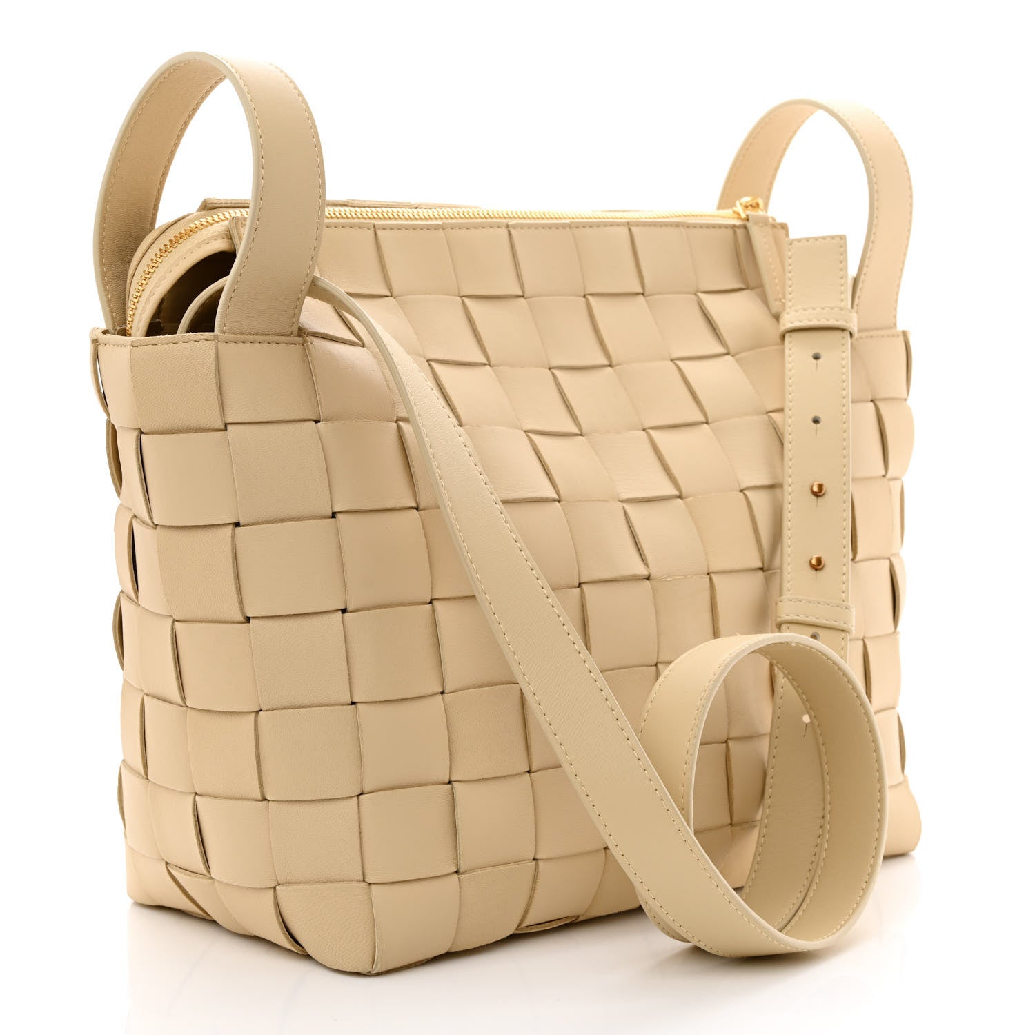 Bottega Veneta Lambskin Maxi Intrecciato Bowling Cassette Shoulder Bag Porridge 4 of 12