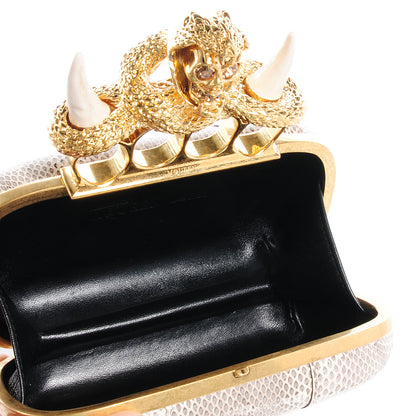 Alexander McQueen Ayers Snakeskin Horn Knucklebox Clutch Vintage Grey 6 of 12