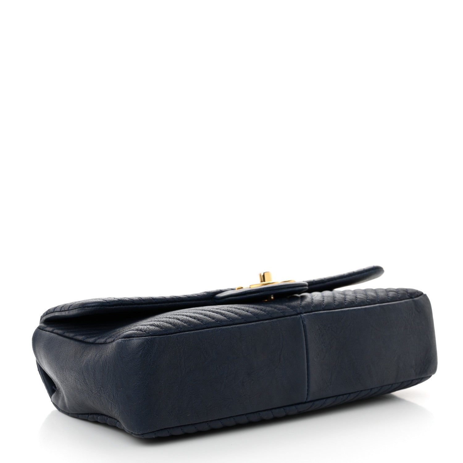 Chanel Calfskin Surpique Chevron Medium Flap Navy 4 of 12