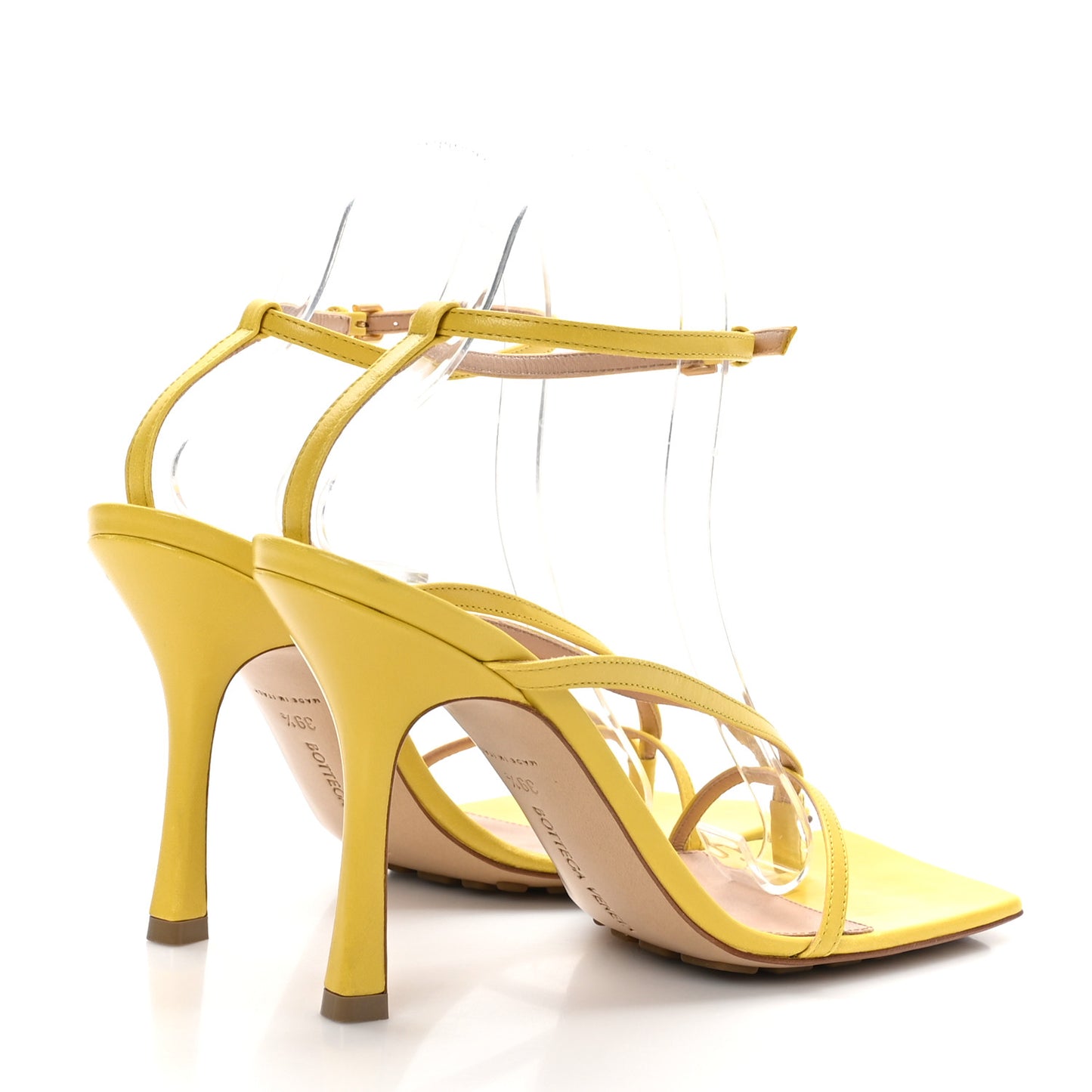 Lambskin Stretch Multi Strap 90mm Sandals 39.5 Buttercup