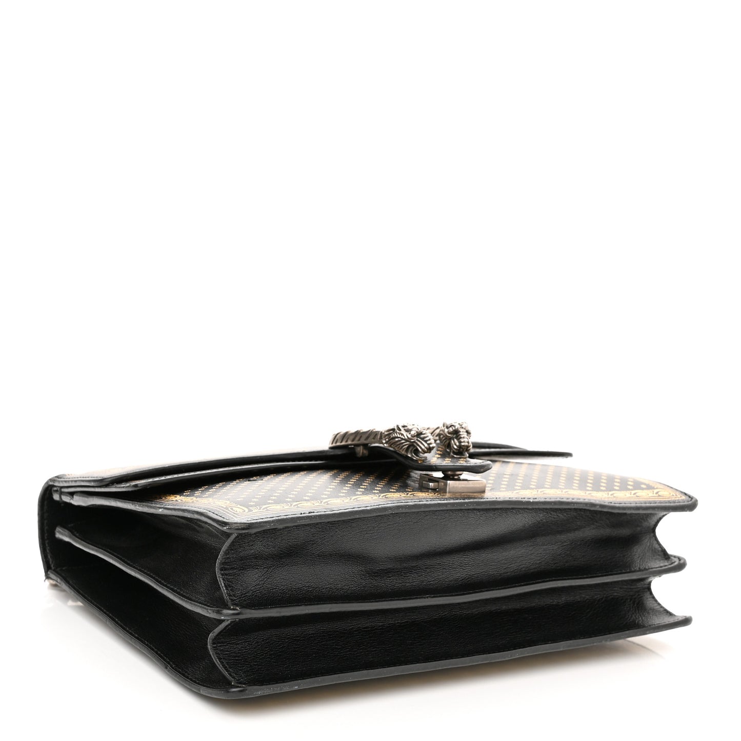 X SEGA Calfskin GUCCY Stars Medium Dionysus Shoulder Bag Black Gold