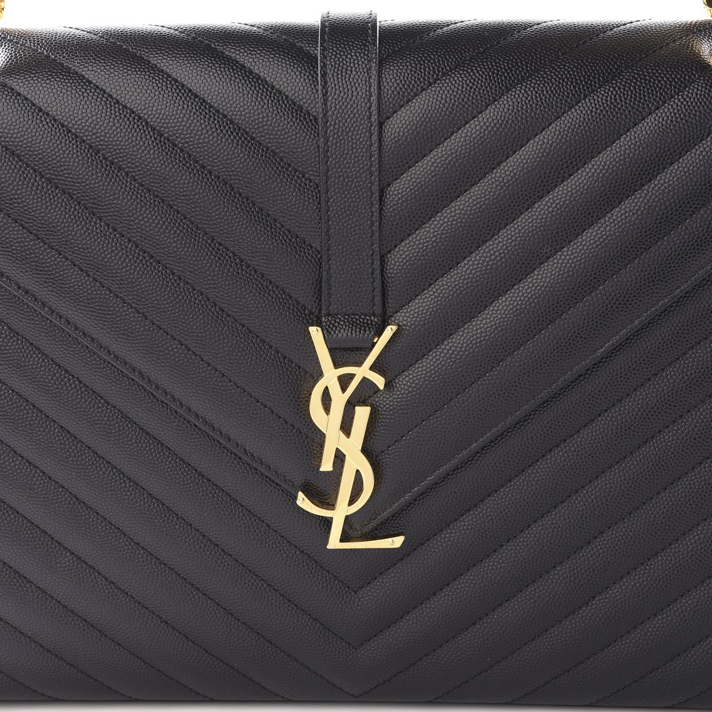 Grain De Poudre Matelasse Chevron Large Monogram Satchel Black