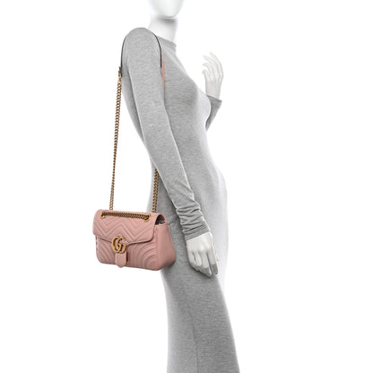 Gucci Calfskin Matelasse Small GG Marmont Shoulder Bag Perfect Pink 2 of 11