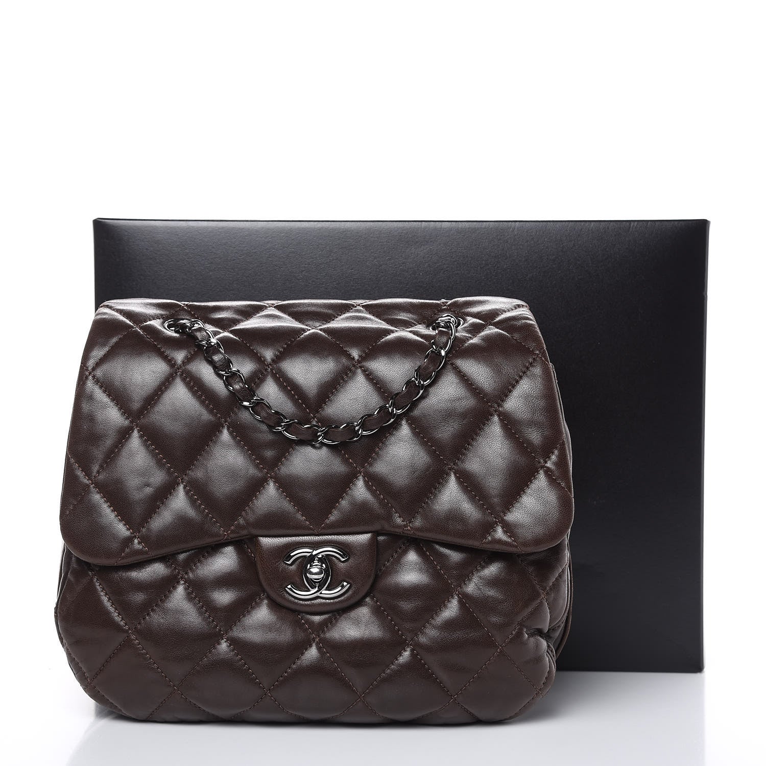 Chanel Lambskin Quilted Large 3 Flap Dark Brown 20 of 20