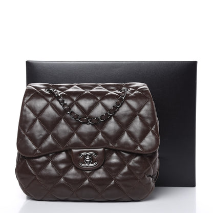 Chanel Lambskin Quilted Large 3 Flap Dark Brown 20 of 20