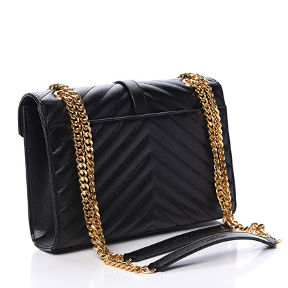 Saint Laurent Grain De Poudre Matelasse Chevron Medium Monogram Satchel Black 2 of 9