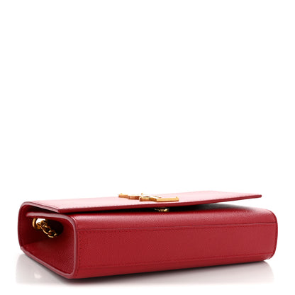 Saint Laurent Grain De Poudre Small Monogram Kate Satchel Red 4 of 11