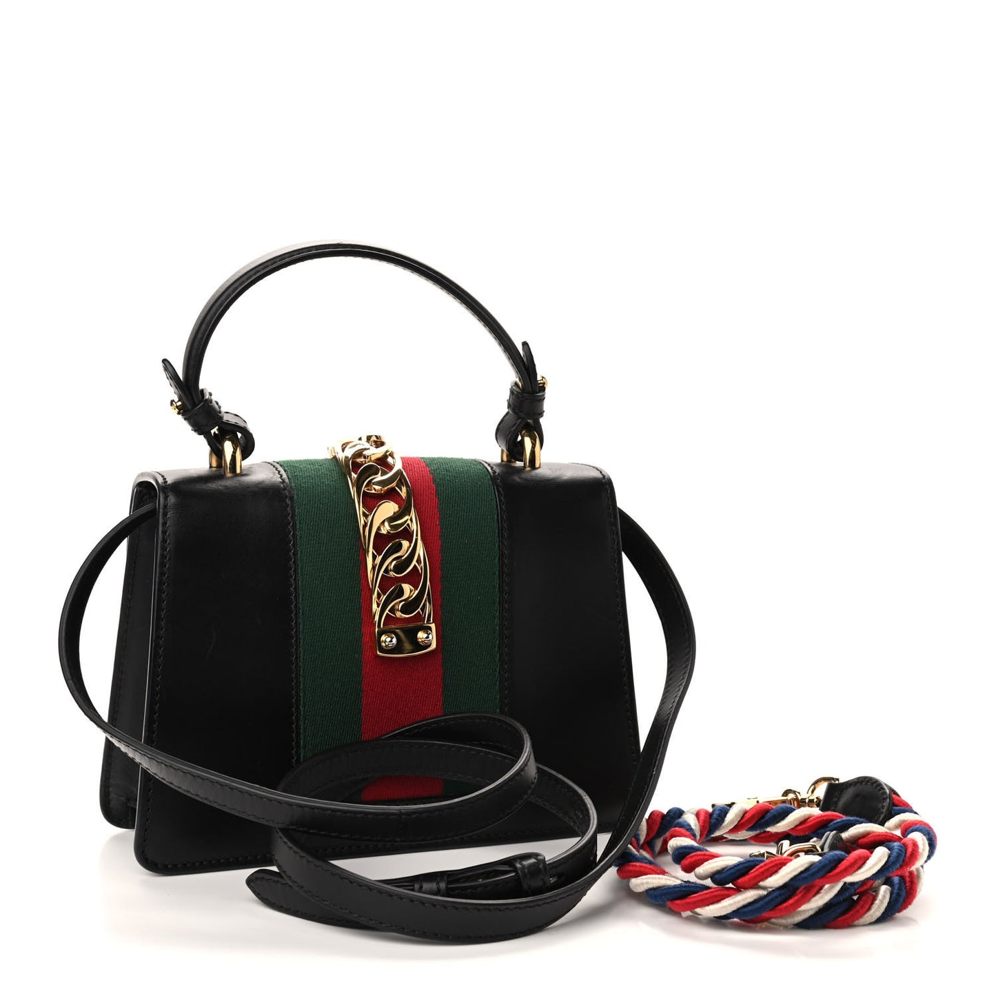 Calfskin Mini Sylvie Top Handle Bag Black