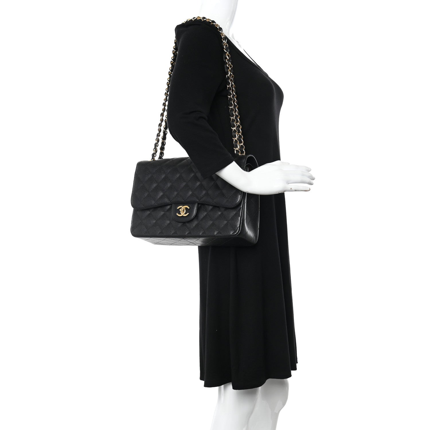 Chanel Caviar Quilted Jumbo Double Flap Black 2 of 10