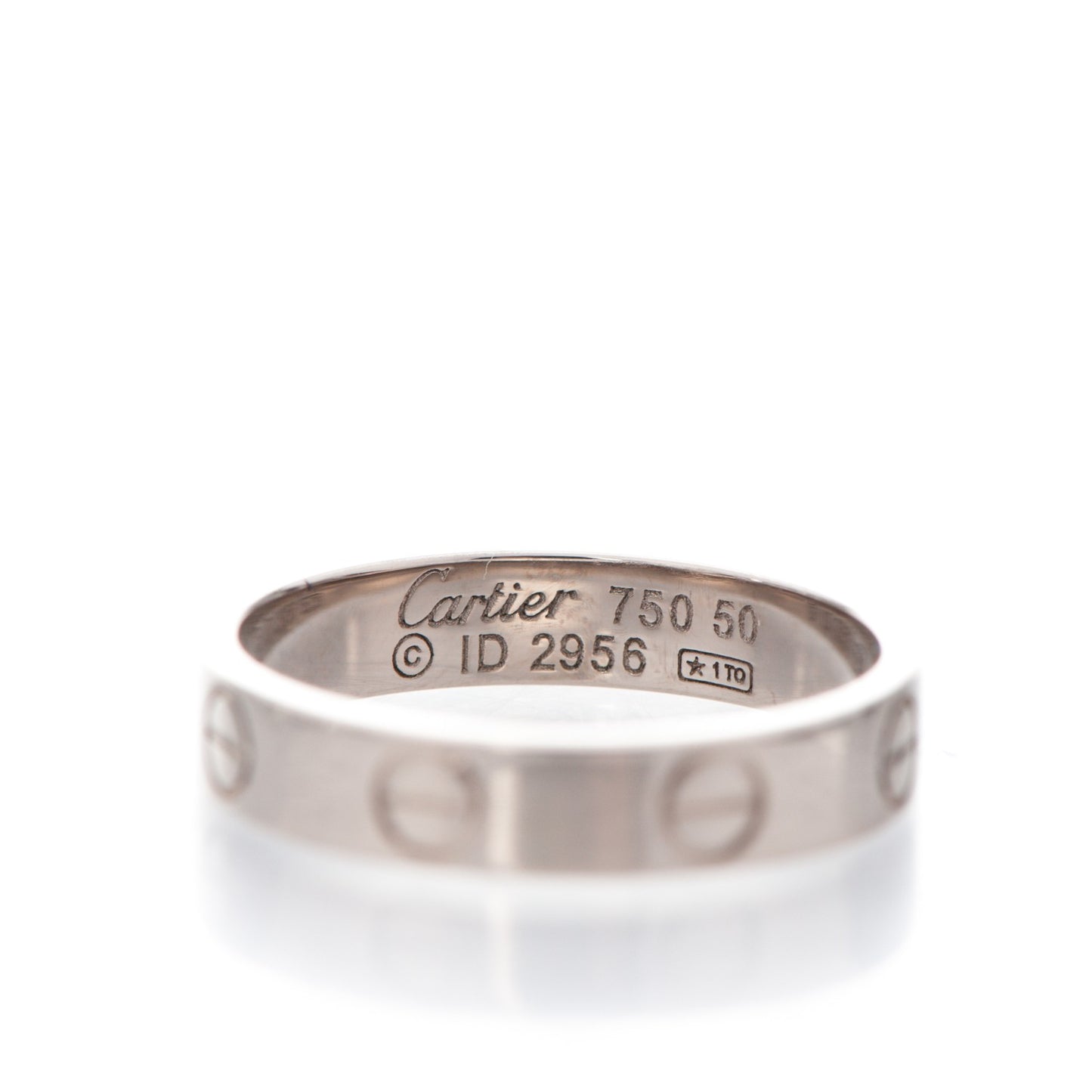 18K White Gold 4mm LOVE Wedding Band Ring 50 5.25