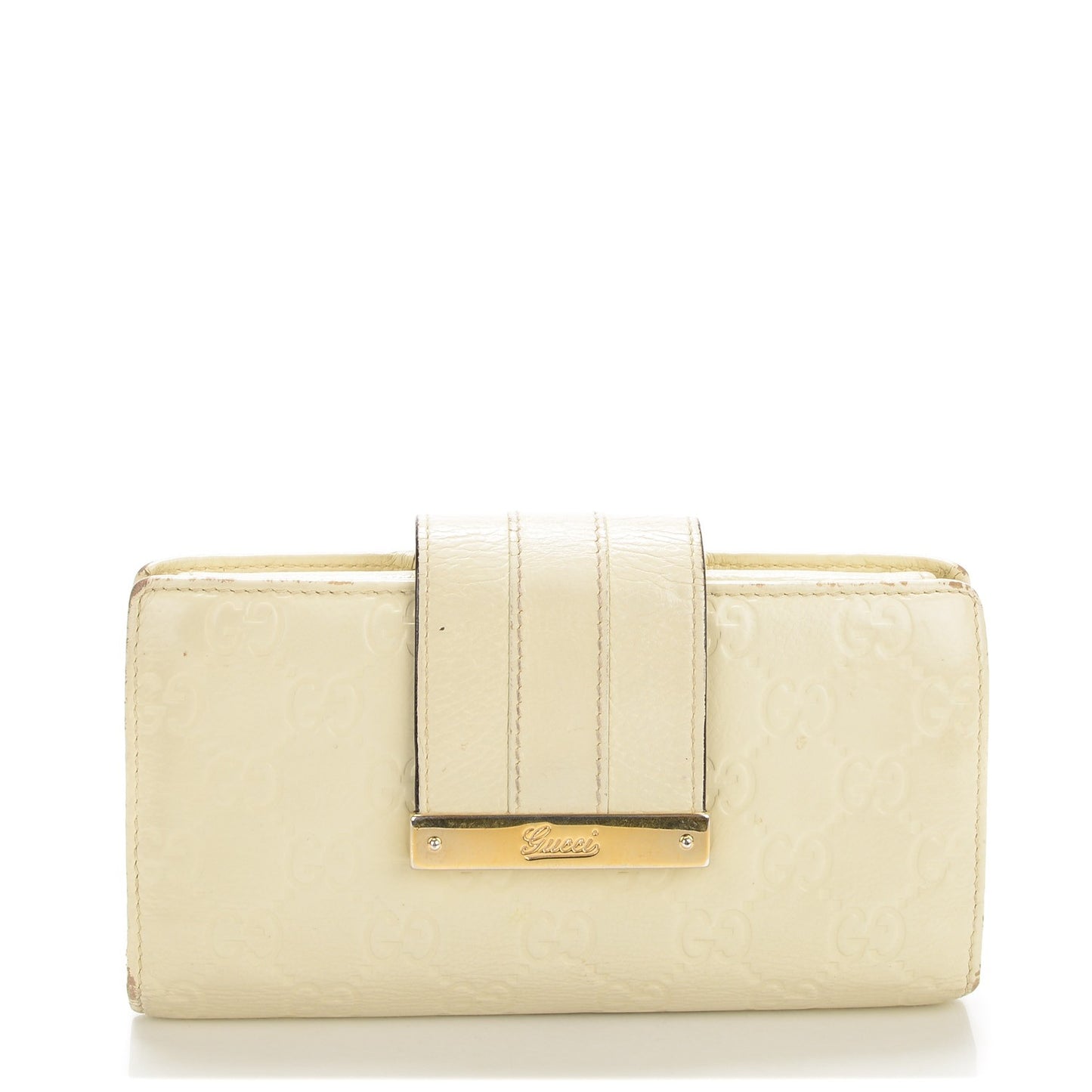 Guccissima Web Metal Bar Continental Wallet Off White