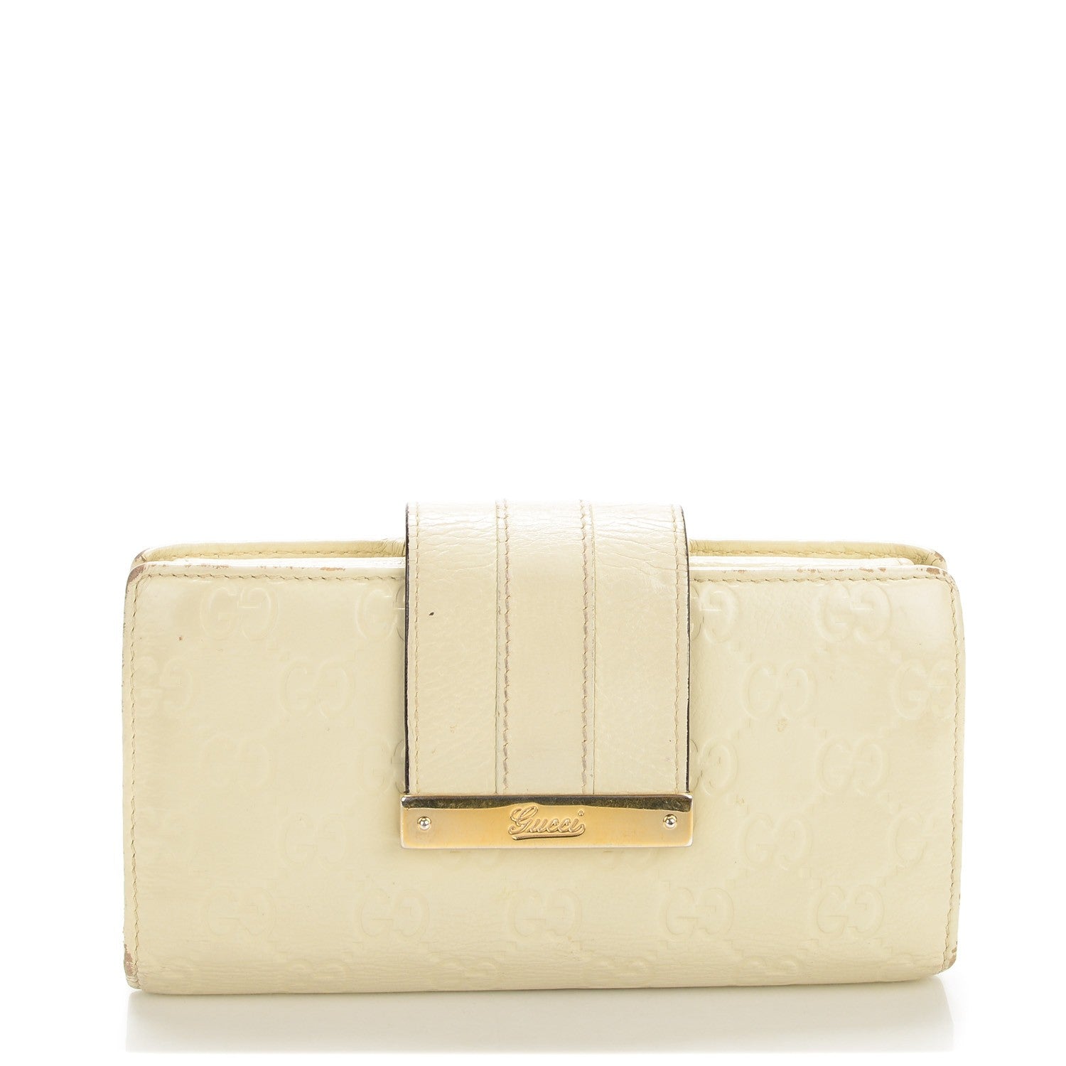 Gucci Guccissima Web Metal Bar Continental Wallet Off White 1 of 7