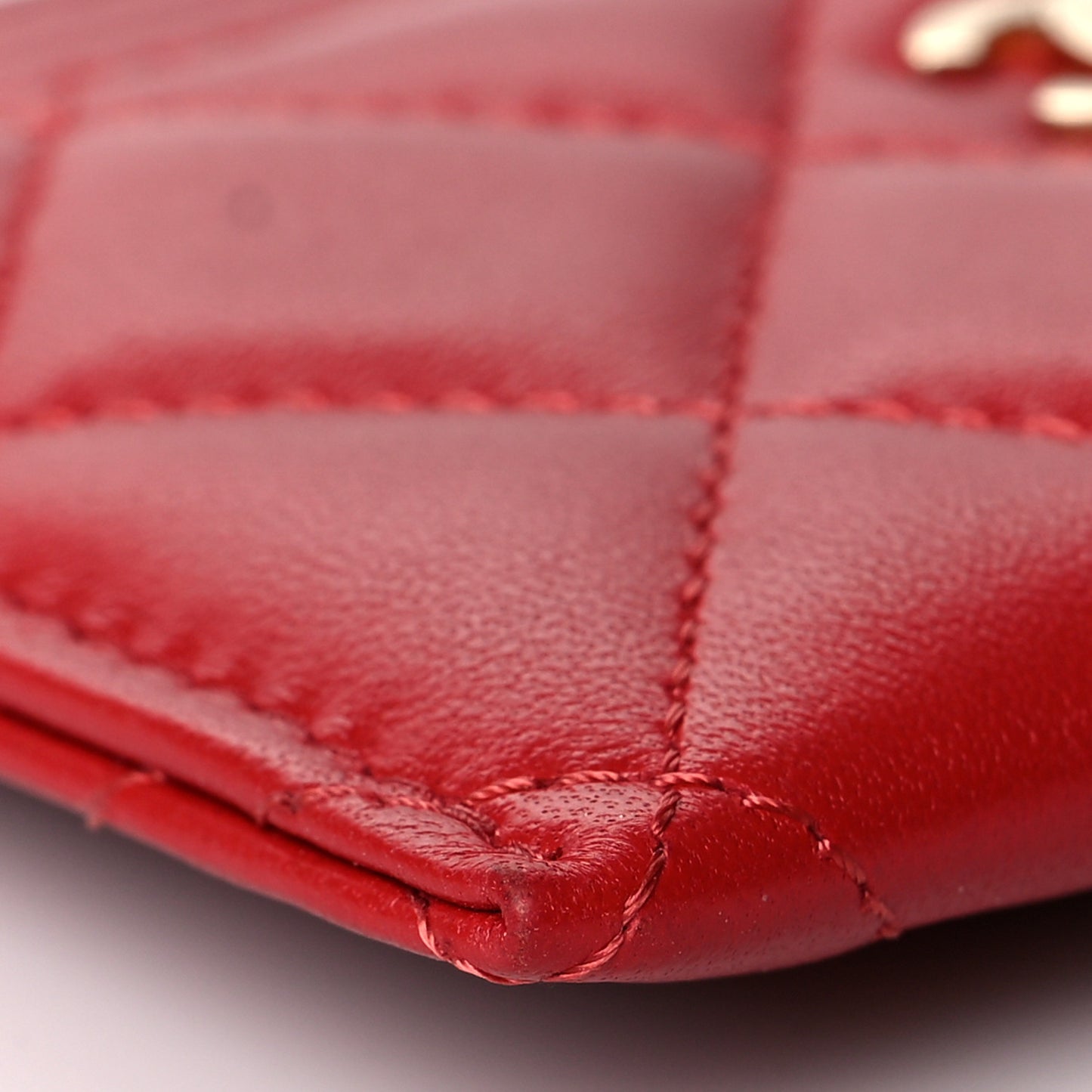 Lambskin Quilted Card Holder Red