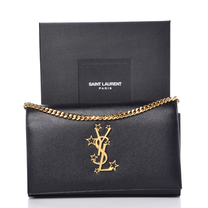 Saint Laurent Grain De Poudre Star Studded Monogram Wallet on Chain Black 10 of 10