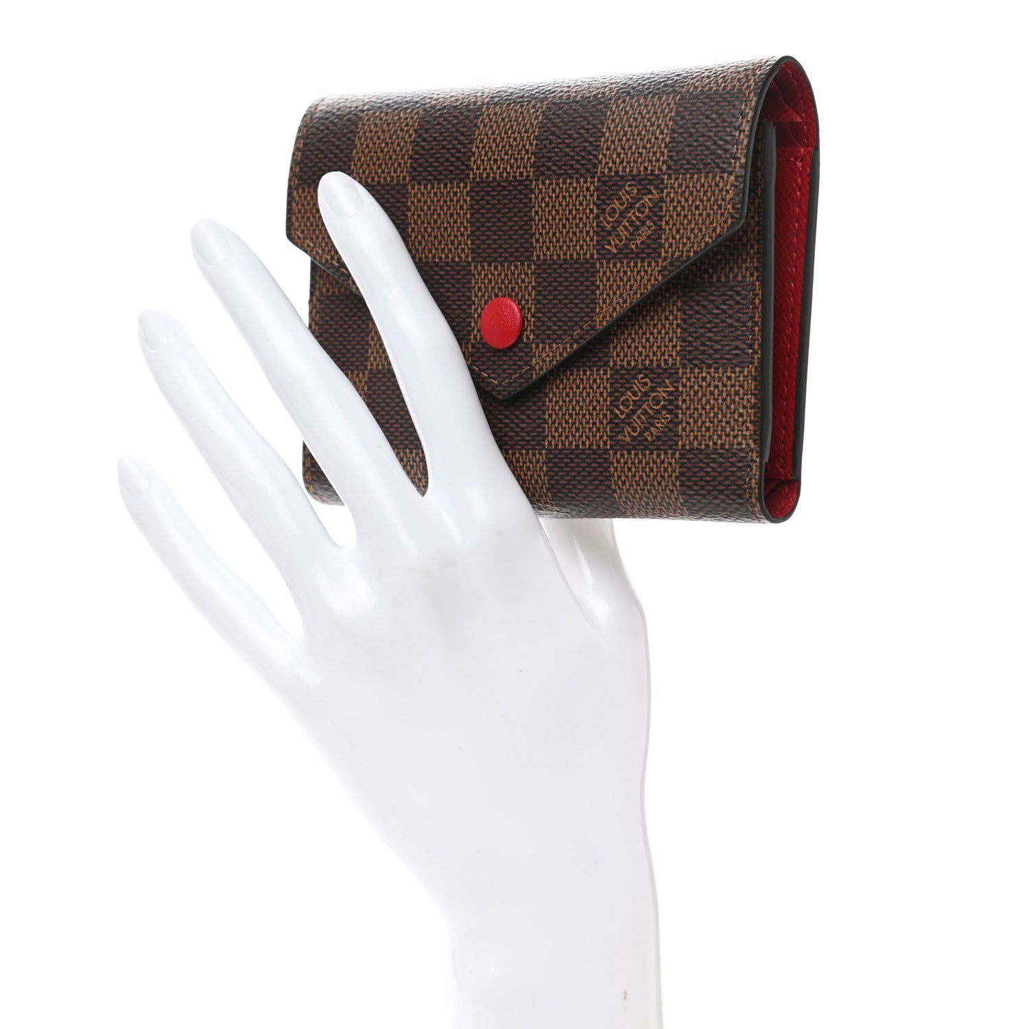 Louis Vuitton Damier Ebene Victorine Wallet Red 2 of 7