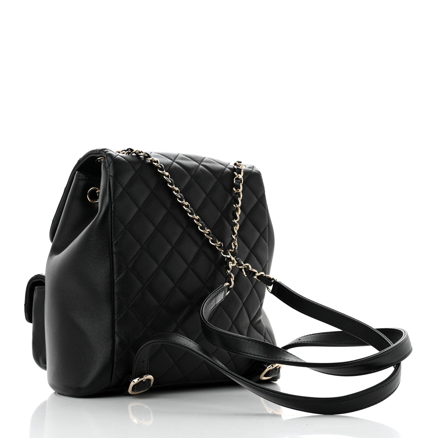 Chanel Calfskin Quilted Large Duma Pockets Drawstring Backpack Black 2 of 11